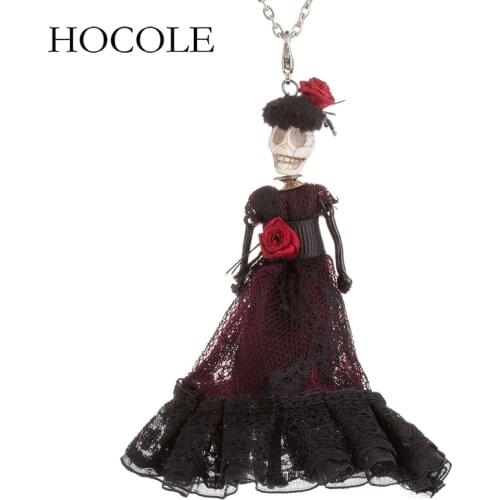 12 Styles Bride and Groom Queen Halloween Skull doll Necklace wedding Dress design Trendy Long Chain Necklace Fashion Jewelry