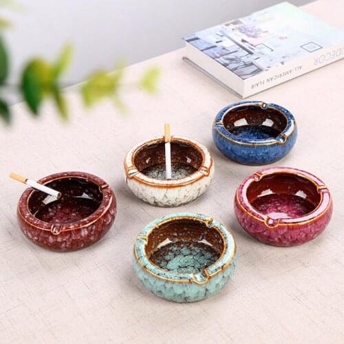 Kiln Change Ashtray Retro Round Shape Ash Tray Creative Household Crafts Home Decor Cigarette Case Smoking Holder