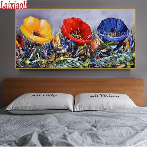 Full 5d square drill poppy modern home decoration diy diamond painting flower needlework large size diamond embroidery mosaic