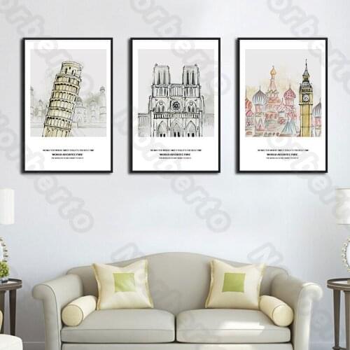 Hand-Painted Pictures Canvas Painting Wall European Ancient Architecture Paintng for Living Room Bedroom Restaurant Decoration