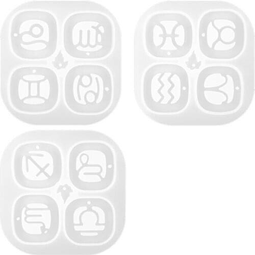 3 Pcs Constellation Pendant Zodiac Sign Silicone Molds DIY Epoxy Resin Casting Mold Jewelry Necklace Pendant Making Mold