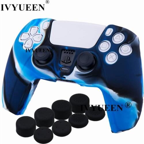 IVYUEEN for Sony PlayStation 5 PS5 DS5 Controller Silicone Case Protective Cover Skin with Gel Thumb Grips Caps for Dualshock 5