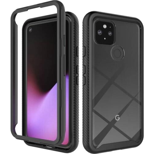 2 in 1 Bumper Heavy Transparent Armor Phone Case For Google Pixel 4A 5G 4 5 3A XL 5A 4A Silicone Shockproof Protection Cover