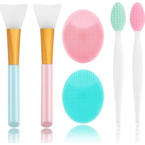 Silicone Face Scrubber 2pc Exfoliating Lip Brushes 2pc Face Cleansing Brush 2pc Silicone Face Mask Brush Exfoliator Blackhead