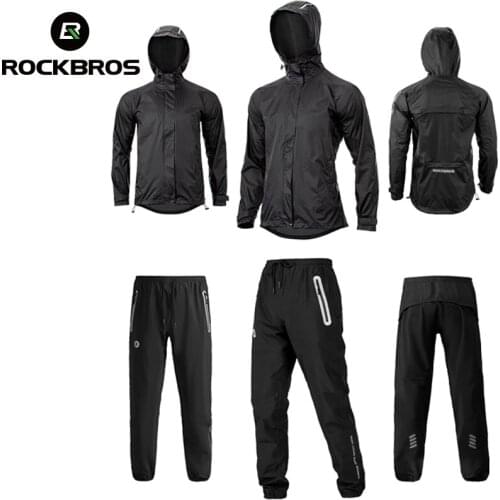 ROCKBROS Waterproof Cycling Jacket Sets MTB Bicycle Bike Rain Jacket Raincoat Outdoor Sport Windproof Bicycle Jersey Pants Suit