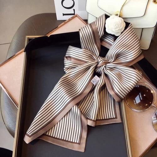 2021 spring Korean version of all-match women scarf silk hand-feel double-sided printing scarf thin section scarf 15x150cm