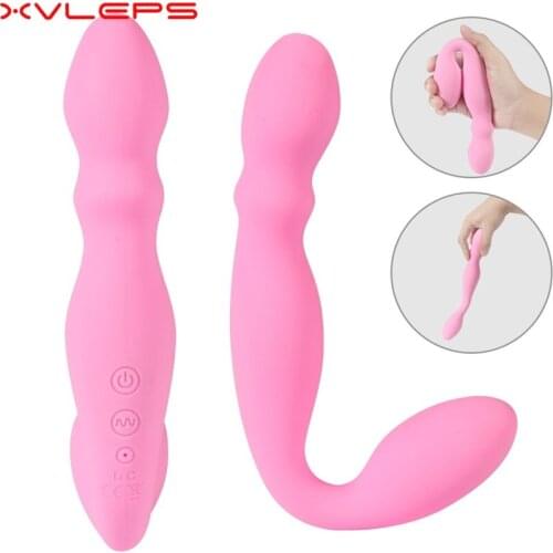 Xvleps Dual Motors Dildo Vibrator G Spot Vagina Massager Butt Plug Sex Toy for Couple Women Lesbian Intimate Erotic Masturbator