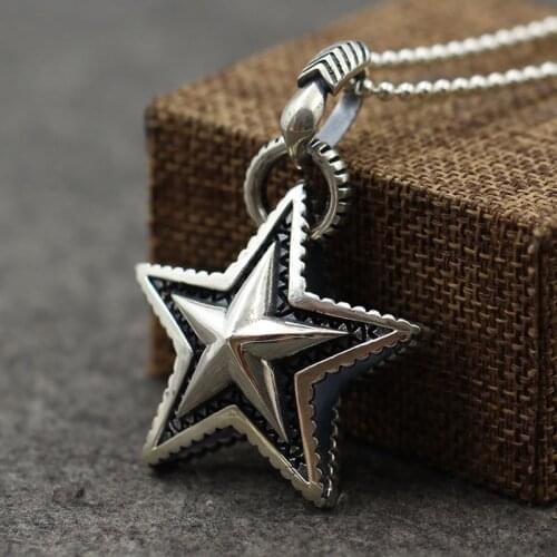 Real 925 Sterling Silver color Pendant For Women&Men VintageTrendy Lucky Star Shape Pendant Fashion Hot Selling Jewelry Gifts