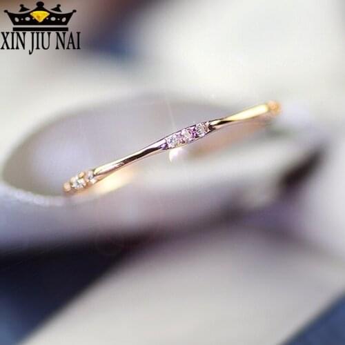 2 colors Narrow Tail Ring Finger Silver Rings Female Rose Gold Color with Cubic Zircon Wedding Rings for Women Jewelry Size6-10
