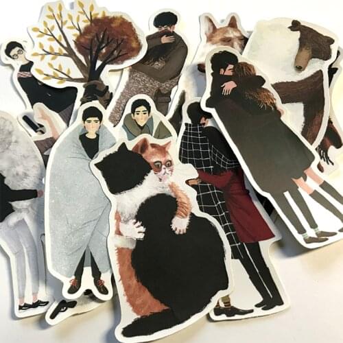 12pcs Romantic couple hugging Waterproof laptap stickers for Home decor on laptop decal fridge skateboard doodle toy sticker