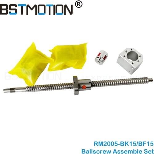 2005 Ball screw SFU2005 395 495 595mm 695 795 895 995mm 1095mm 1195mm 1295mm 1395mm SFU2005 Nut Housing+BK15 BF15+Jaw Coupling