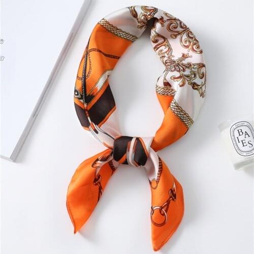 2020 New Brand Silk Scarf Women 70x70cm Square Neck Scarves Small Foulard Bandana Luxury Designer Shawls High Quality for Lady