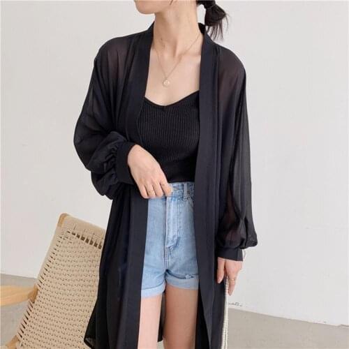 40%HOTWomen Summer Long Batwing Sleeve Solid Color Anti Sun Thin Cardigan Midi Coat