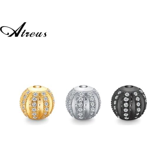 5pcs/lot 7mm Full Rhinestones Crystal Round Ball Metal Beads Copper Loose Spacer Small Beads For Jewelry Making Wholesale