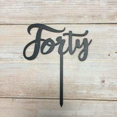 5pcs forty acrylic black mirror 40th birthday cake topper