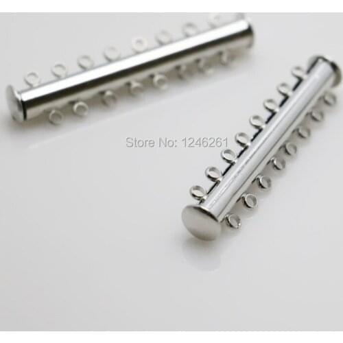 10PCS Machining metal parts clasp 8Row button Fittings for Accessory Necklace Bracelet Women Jewelry Making Design Silver-plate