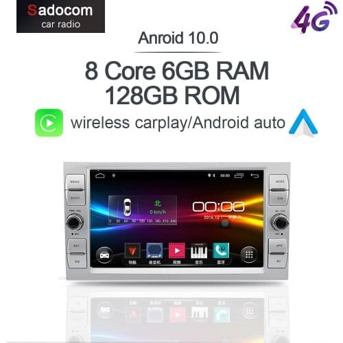 6G+128G Carplay 8inch DSP Android 10.0 Car DVD Player GPS Wifi Stereo For Ford Focus 2 Fiesta Mondeo 4 C-Max 2005-2007 Radio