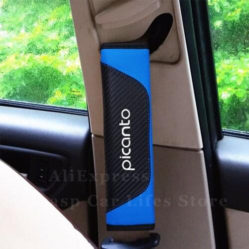 Car Safety Belt Protector For Kia Picanto Accessories Auto Seat Belt Holder Cover Carbon Fiber Seatbelt Shoulder Strap Cushion