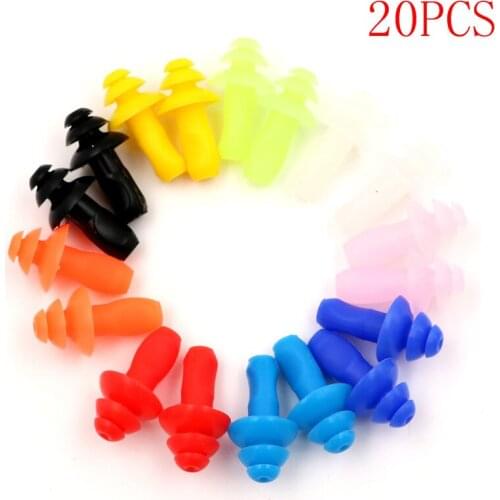 NEW 20PCS/2PCS Waterproof Swimming Ear Plug Silicone Swim Earplugs Soft Anti-Noise Diving Ear Plug for Adult Swimmers Children
