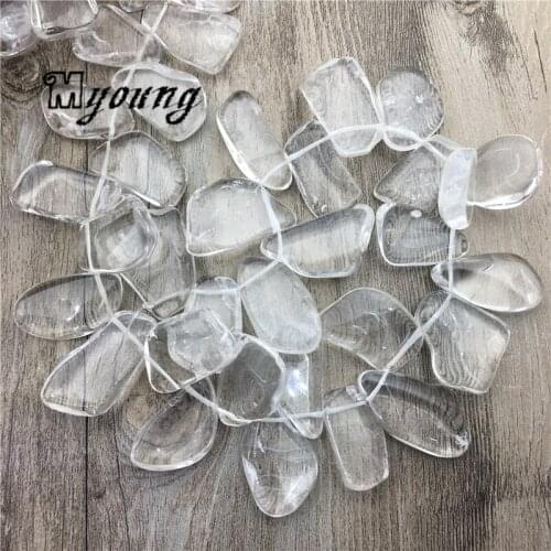 Free Form Clear White Quartz Slice Beads, Genuine Rock Crystal Quartz Stone Beads, Flat Gem Stone Necklace Accessories, MY1744