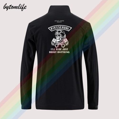 Bikesexual Funny Joke Suzuki Yamaha Kawasaki Honda Slim Sport Jacket Mens Street Windbreaker Back Printing Jacket Asian Size