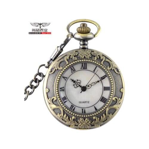 Retro Bronze Steampunk Pocket Watch New Design Style Quartz Pocket Watch Men Women FOB Chain Clock for Men Women