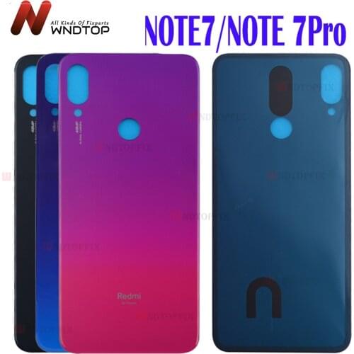 For Xiaomi Redmi Note 7 Battery Cover Back Glass Panel Rear Door Housing Case For Redmi Note 7 Pro Back Cover Door With Adhesive