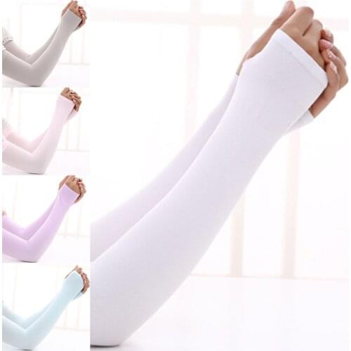 Unisex Long Gloves Sun Protection Sunscreen Sun Block Arm Sleeve Ice Silk Sleeve Sunscreen Cuff Knit Arm Outdoor Cycling Summer