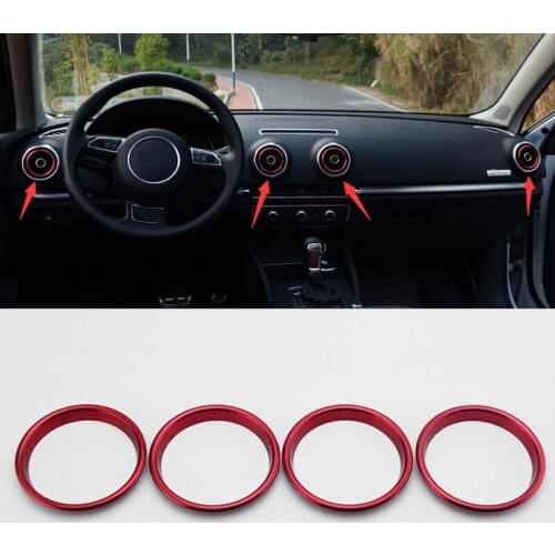 For Audi Q2 2017 2018 Car Styling Stainless Steel Interior Air Condition Vent Outlet Decoration Ring Cover Trim 4pcs
