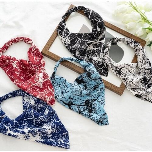 Womens flower elastic hair band broken flower triangle scarf headdress cross border new Headband