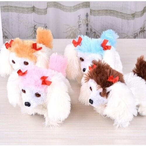 Electric Dog Long Haired Wear Skirt Eyes Shining Electronic Pets Plush Toys Cartoon Model Stuffed Christmas Gift For Children