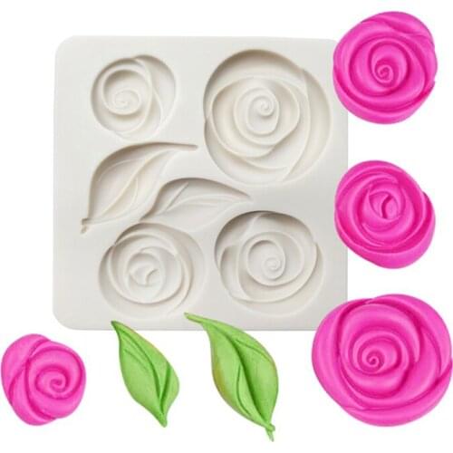 Valentines Day Rose Leaf Shape Silicone Mold Cake Decorating Tools Cupcake Fondant Mold Chocolate Mould Baking Stencil Mould
