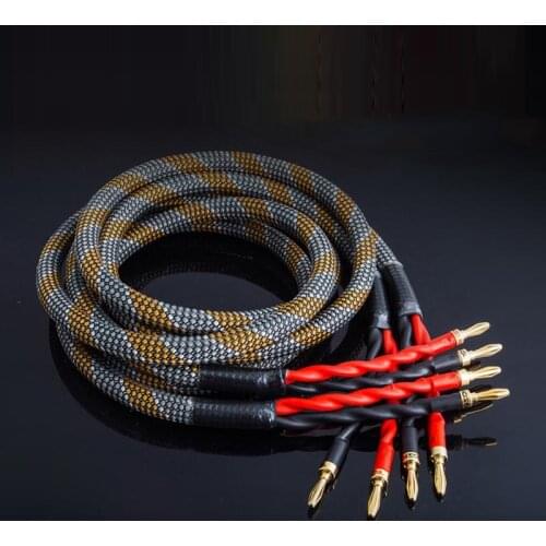 HiFi 6N OCC Speaker Audio Cable Banana Plug Cable Golden Plated Audiophile Oxygen free copper Amplifier Speakon Wire Cables