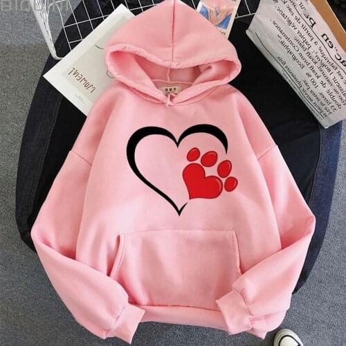 Heart-shaped Graphic Print Hoodie Harajuku Aesthetic Pink Tops Hoodies Women 2021 New Autumn Fashion Y2k Streetwear Sweatshirt
