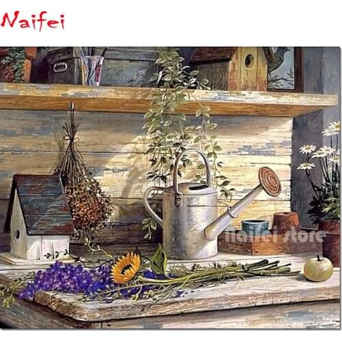 Table of florist diy 5d diamond painting full square/round drill garden watering can Mosaic diamond Embroidery puzzle Wall Art