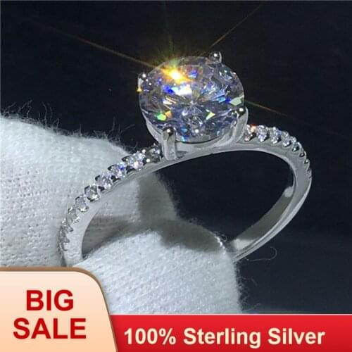 Solitaire Finger ring 100% Soild Silver color Promise AAAAA Zircon cz Cross Engagement wedding band rings for women Gift