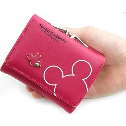 Disney cartoon leather ladies wallet ladies waist bag clutch bag ladies short card holder cute girl wallet Cartera Mujer coin