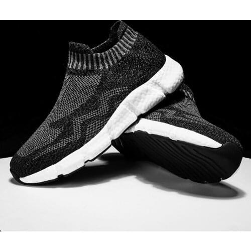 Big Size Summer Light Weight Sock Sneakers Mens Original Running Shoes Sports Men Sneakers Sport Black Knitted Tennis GMB-1941