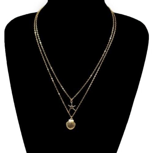 Fashion Jewelry Shell Multi-layer Necklace Personality Starfish Pendant Chain Necklaces for Women Accessories