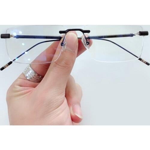 Men Alloy Myopia Glasses Fashion Brand Designer Male Rimless Eyeglasses For Prescription High Quality