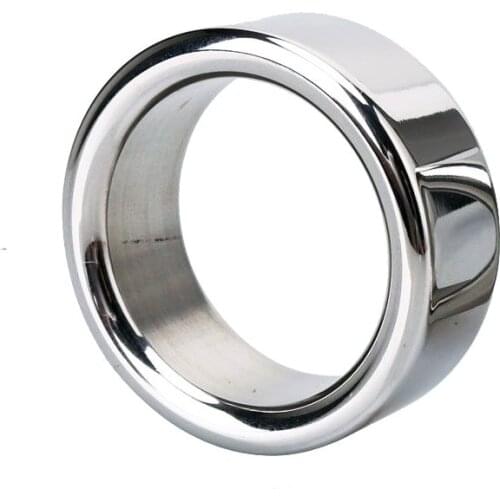 Male Metal stainless steel penis lock cock ring ball stretcher head delay time extend testicles sex toy for man