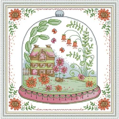 Cabin Patterns Cross Stitch Kits Sale 14CT 11CT Printed Fabric DMC DIY Handmade Counted Embroidery Thread Kits Needlework Sets