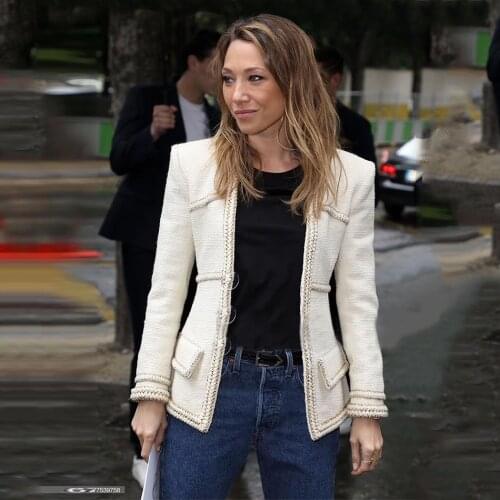 2021 autumn and winter new womens fresh and small fragrant tweed short woolen cloth street fashion casual suit jacket women