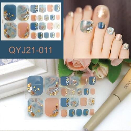 New Adhesive Toe Nail Stickers Summer bronzing imitation diamond French Glitter Sequins Nail Wraps waterproof toenail stickers
