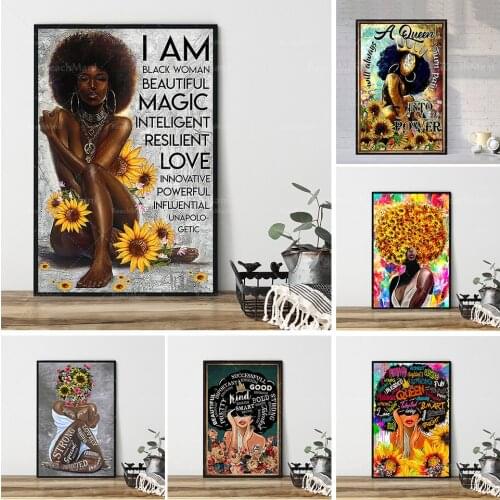 I am a black girl African American poster-black girl poster, black queen sunflower poster, black woman poster, black poster