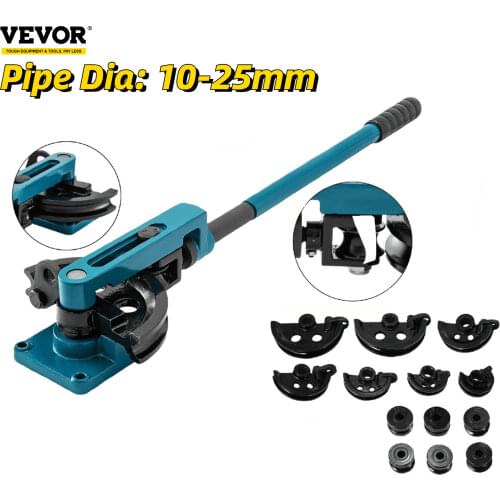 VEVOR 3/8 to 1 Inch 10-25mm Manual Pipe Bender with 7 Dies Heavy Duty Building Bending Machine Iron and Steel Tube Folding Tool