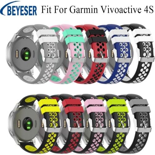Silicone Breathable Watchband Strap for Garmin Vivoactive 4s Smart Watch Bracelet 18mm Fashion Wristband Sport Goods Bracelet
