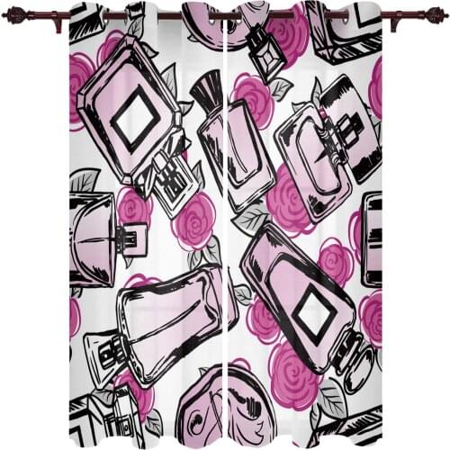 Modern Curtains Perfume Flower Pink Baby Room Bedroom Creative Window Curtains Kitchen Living Room Terrace Valance Curtains