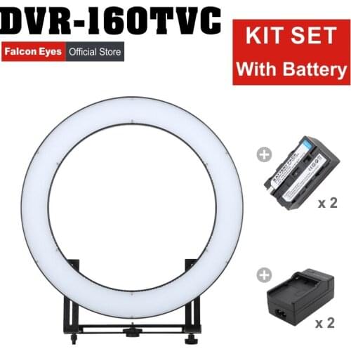 Falcon Eyes LED Ring Selfie Beauty Light 32W Continuous Lighting Photo Video Studio Fotografia With Batteries DVR-160TVC Kit Set