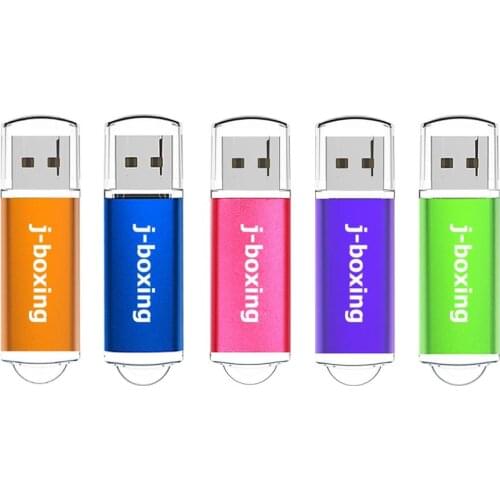 J-boxing USB Flash Drive Rectangle Pendrive with Cap USB 2.0 Memory Sticks 1GB 2GB 4GB 8GB 16GB 32GB for PC Multicolor 5PCS/Pack